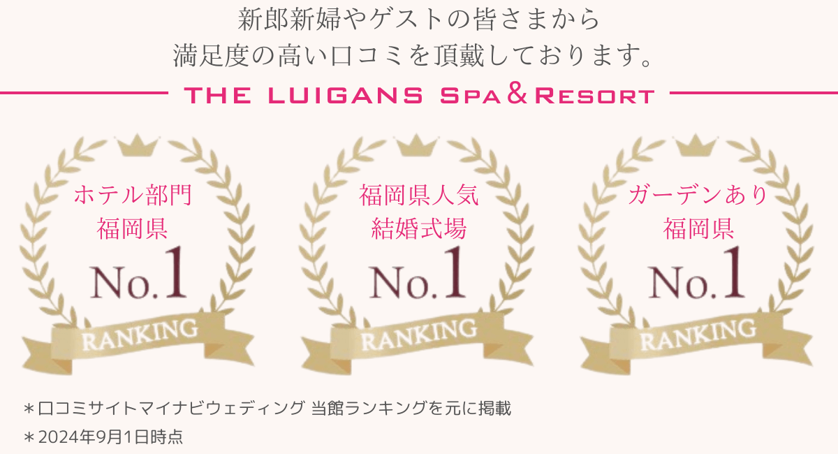 新郎新婦やゲストの皆さまから満足度の高い口コミを頂戴しております。